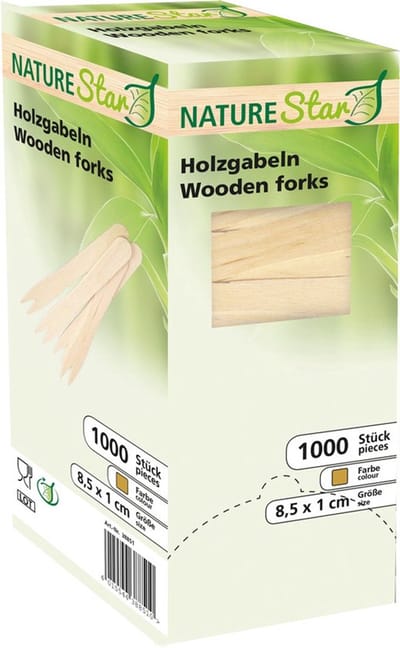 Nature Star - houten frietvorkjes - biologisch - 1000 stuks in dispenserdoos