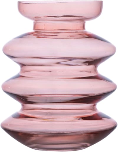 Hakbijl Glass Bloemenvaas Aline- roze transparant - glas - D16 x H25 - decoratie - vazen