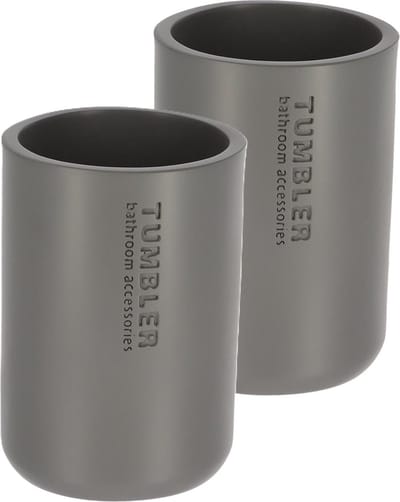 Tendance Tandenborstelbeker 102 serie - 2x - grijs - PS - 7,5 x 10,7 cm - beker badkamer - tandenborstelhouder