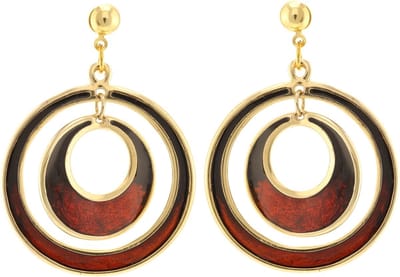Behave - Dames oorbellen - Goudkleur bruin retro look - 5 cm hangerstijl