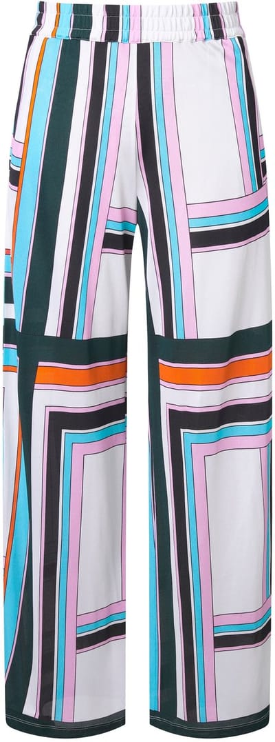 Ulla Popken - Dames - Slinky broek van piqué - Sneeuwwit - Maat 42+