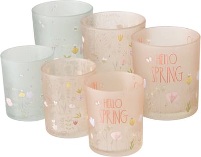 Boltze Home Theelichthouder 'Florina' Glas 2-delig klein dia7x8,5cm groot dia9x10cm 3 assorti