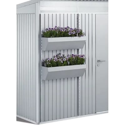 Bloembak Biohort Floraboard - Voor Tuinhuis - Zilver Metallic - 82x25x188cm - 2 Stuks