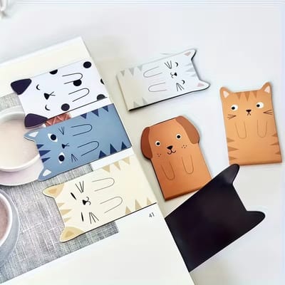 Viwado® 8-Delige Magnetische Bladwijzer Set – Kat & Hond Pagina Markers – Creatief, Duurzaam & Ideaal Cadeau