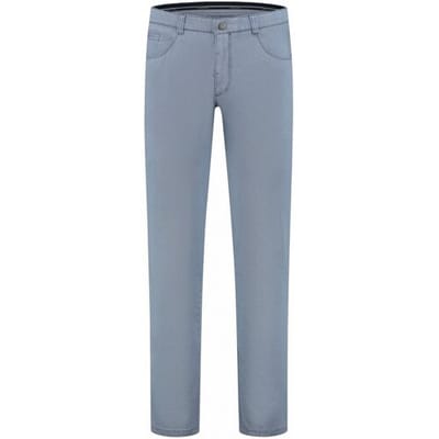 Com4 Broek Swing Front Cotton Trousers Fine Structure Pattern Licht Blauw / male