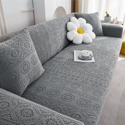 Housse de canapé extensible tout compris Housse de canapé anti-rayures de chat Universelle quatre saisons Tissu de housse antidérapant 1-seat 90-140cm gray