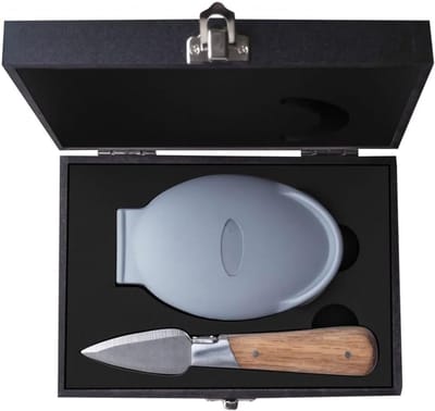 Aura® Oestermes - Oesterset - Oestermes en Handschoen - Bruin - 19cm x 15cm x 7cm