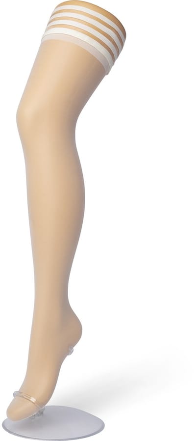 Bonnie Doon Dames Hold Up maat S/M Off White - Brede Band met Siliconen - Classic Modern Hold Up - Zakt niet af - Sportieve Streep Boord - Panty zonder Broekje - Siliconenrand - Blijven Perfect Plakken - Panty Kousen - Ivory - BP201703.250