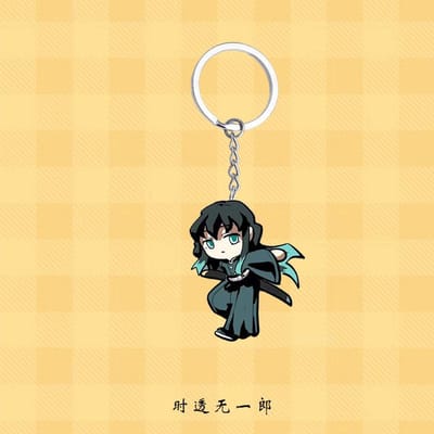 Demon Slayer Tokitou Muichiro schattige creatieve anime-accessoire acryl sleutelhanger mooi uitziende mode veelzijdige decoratieve hanger black
