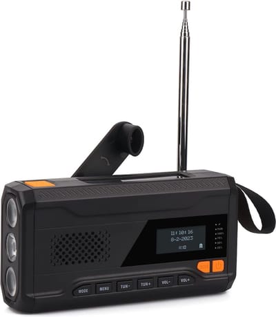 MKSS® Noodradio - Noodpakket Oorlog - Draagbare Radio - Powerbank Zonneenergie - Transistor Radio op Batterijen - Zwart