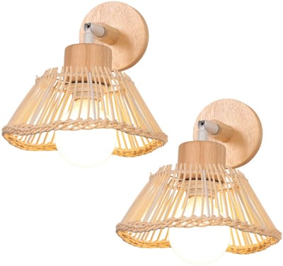 2 Stuks Vintage Wandlamp Slaapkamer E27 Wandverlichting Weven Verstelbaar voor Woonkamer Keuken Hal
