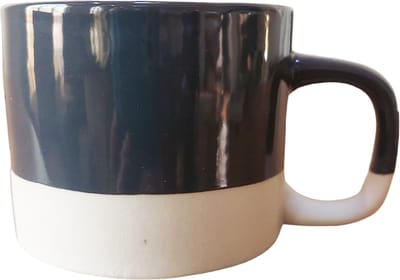 Floz Design luxe mok koffie of thee - hoogglans en mat steen - antraciet en wit - 200 ml - fairtrade uit Vietnam