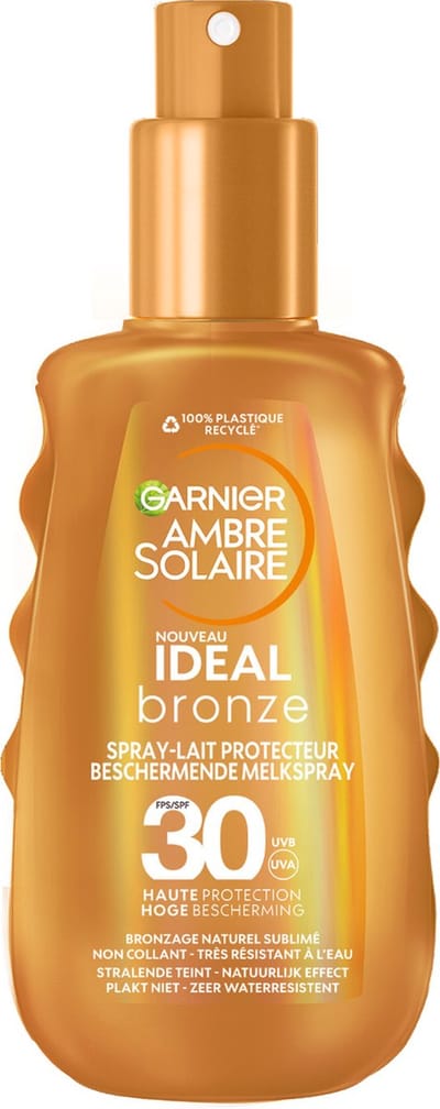 Garnier Ambre Solaire Ideal Bronze Beschermende Melkspray SPF30 - beschermt tegen UVB- en UVA-stralen - voor een zongebruind effect - 150 ML