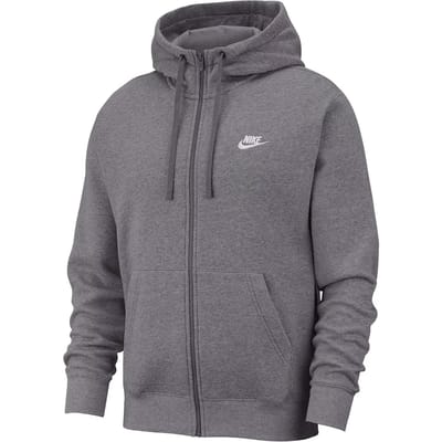 Nike Club Logo Zip-Up Comfortabele Hoodie met Lange Mouwen Heren hoodies Charcoalgrijs 804389-071 S gray