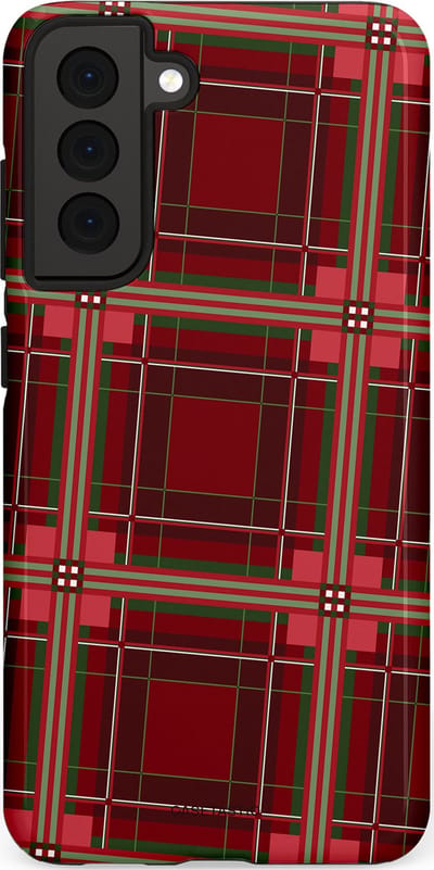Casetastic Hoesje Geschikt voor Samsung S21 FE - Stijlvolle Beschermende Duo-layer Case - Schots Ruit Rood - Tartan Royal Stewart Plaid