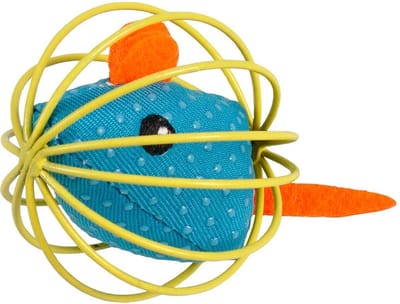 Flamingo - Kattenspeelgoed Muis in Bal Rio - Blauw - 6 x 6 x 6 cm