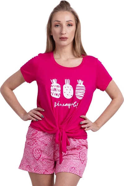 VANILLA - Pineapples dames pyjama - Pyjamasets - Tweedelig - Viscose - Roze - 1506 - M