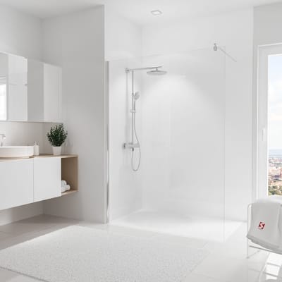 Schulte achterwand - hoogglans briljant wit - 150x255 - zelf inkortbaar - wanddecoratie - muurdecoratie - badkamer wandpanelen - muurbekleding