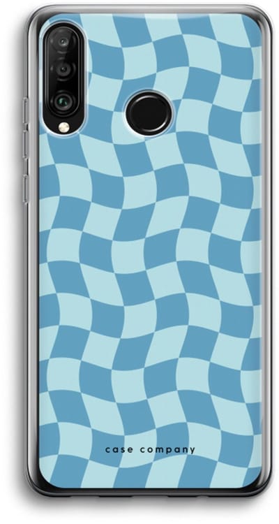 Case Company® - Hoesje geschikt voor Huawei P30 Lite hoesje - Grid Blauw - Soft Cover Telefoonhoesje - Bescherming aan alle Kanten en Schermrand