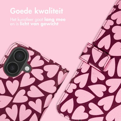 imoshion Hoesje - Geschikt voor Apple iPhone 16 - Design Bookcase smartphone - Hearty Blush