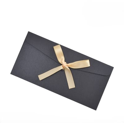 Set van 10 rustieke, kleurrijke enveloppen met elegante zijden strikken – perfect voor trouwuitnodigingen, verjaardagskaarten, feestaankondigingen en knutselprojecten, 22x11 cm, houtskoolzwart