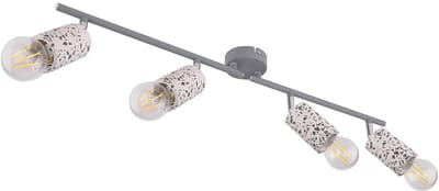 Plafondlamp 4 spots Woonkamer plafondlamp met beweegbare spots, terrazzo stone look chroom grijs, 4x E27, L 72 cm