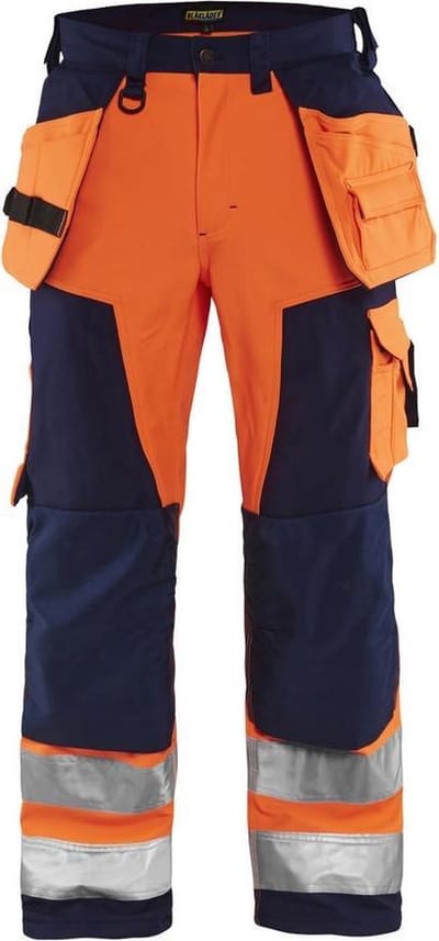 Blaklader Werkbroek softshell High Vis 1567-2517 - High Vis Oranje/Marineblauw - C58