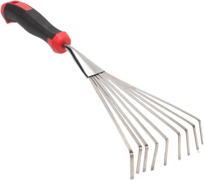 Handhark Tuin - Kleine hark - Onkruid wieden - Ergonomische grip - 37 cm - Zwart