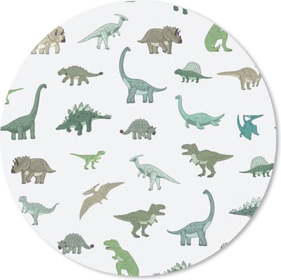Muismat rond 20x20 cm - Mousepad Dinosaurus - Groen - Jongens - Bruin - Kind - Patronen - Ronde muismatten