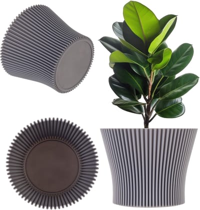 KADAX Plantenpot van kunststof, bloempot in modern design, plantenpot voor kamerplanten, kruidenpot voor binnen en buiten (grijs, 17 cm)