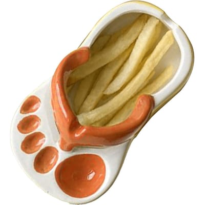 Plat à Frites Céramique Claquettes Mignonnes Assiette à Frites Bol Céramique Mignon Snack Puce Forme Claquettes Sauce Soja orange