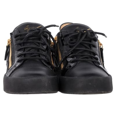 Giuseppe Zanotti Frankie Sneakers met Ritsdetail in Zwart Leer