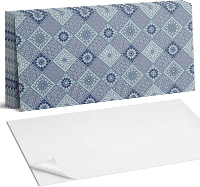 Coloray Plaktegels - Geometrische patronen in mozaïek Wandtegel Zelfklevend - 60 cm x 30 cm - Turkoois Plaktegels - 6 stuks - Rechthoek PVC Tegels - Plaktegels Keuken - Zelfklevende Vloertegels Badkamer - Vinyltegels Vloer Zelfklevend