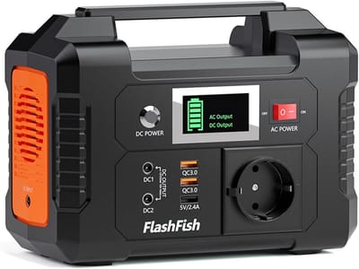 FlashFish E200 Draagbare Powerstation 200W 151Wh - 230V AC Uitgang - 6 Aansluitingen - Solar Opladen - Camping Noodstroom - 20,8 x 11 x 15,8 cm