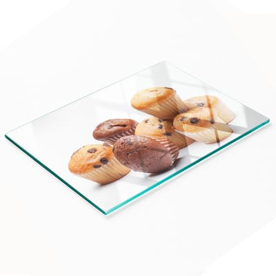 Keukenplank van gehard glas met decoratieve muffin-afbeeldingen, 80x52 cm