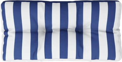 vidaXL - Palletkussen - gestreept - 80x40x12 - cm - stof - blauw - en - wit