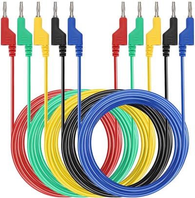 5 stuks 4mm Soft Siliconen Multimeter Testkabels met Banaanstekker, 1000V/15A, 3 Meter
