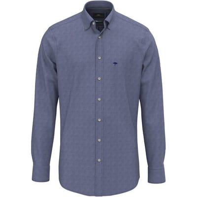 Fynch-Hatton Overhemd Denim Shirt Fine Pattern Kent Misty Blue / male