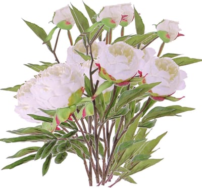 TopArt Kunstbloem pioenroos Spring Dream - 5x - wit - 73 cm - kunststof steel - decoratie