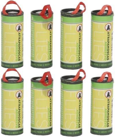 Gerimport Insecten/vliegen vang en plakstrips/kleefstrips - 8x stuks - ongedierte bestrijden - vliegen vangen
