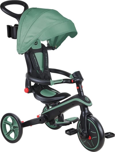Driewieler - Globber Trike Foldable 4in1 Olive - groen - 4in1 converteerbaar loopfiets en driewieler - met duwstang - 10 maanden tot 5 jaar Driewieler