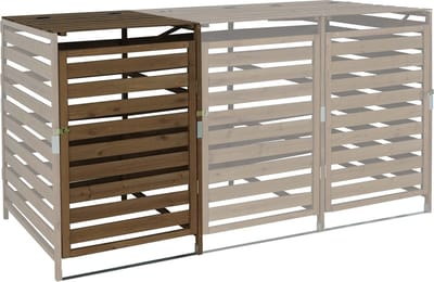 XL 1/2 afvalbak deksel uitbreiding MCW-H62, afvalbak, 114x67x97cm massief hout ~ donkerbruin