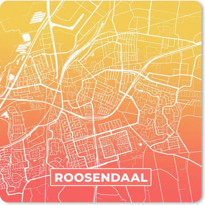 Muismat 20x20 cm - Mousepad Stadskaart - Roosendaal - Oranje - Geel - Muismatten