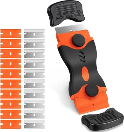 Multifunctionele Glazen Schraper met 20 Vervangingen - Efficiënte Tool voor het Verwijderen van Labels, Stickers en Verf van Glas en Oven