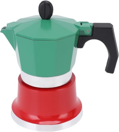 Koffiepot Percolator - Italiaanse Koffiemaker - Authentieke Koffie - Draagbaar Aluminium Brouwer - 16.5x14 cm - Zwart