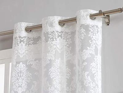 Lange Gebreide Kanten Gordijnen 96" Ivoor met Grommets – Elegante Raambekleding