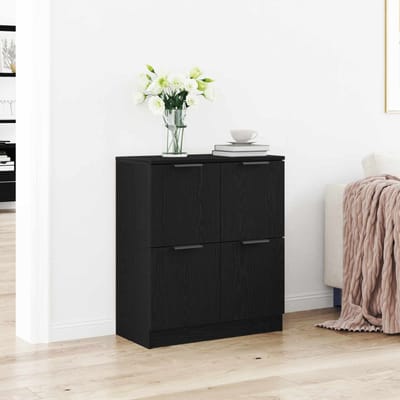 vidaXL - Dressoir - Zwart - Eiken - 60 - x - 30 - x - 70 - cm - Bewerkt - hout
