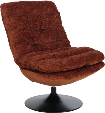 Loungestoel MCW-Q29, cocktail-/gestoffeerde-/relaxstoel, draaibare stoel, chenille (470 g/m²), Oeko-Tex, staal ~ terracotta