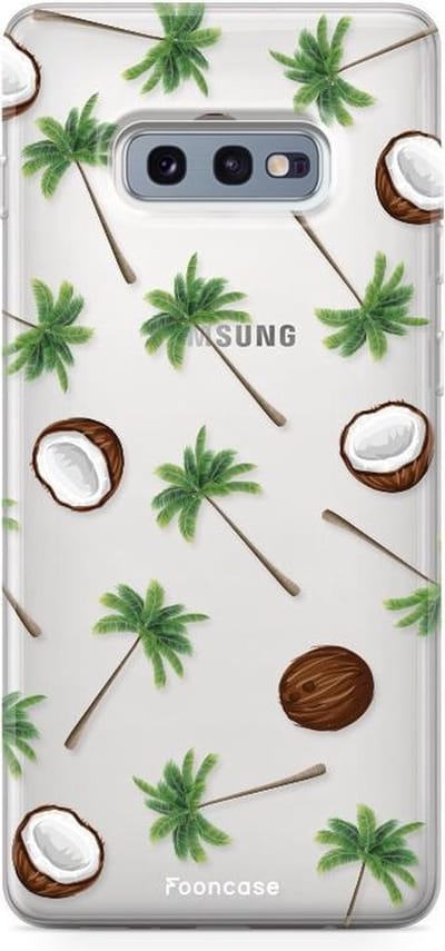 Fooncase Hoesje Geschikt voor Samsung Galaxy S10e - Shockproof Case - Back Cover / Soft Case - Coco Paradise / Kokosnoot / Palmboom