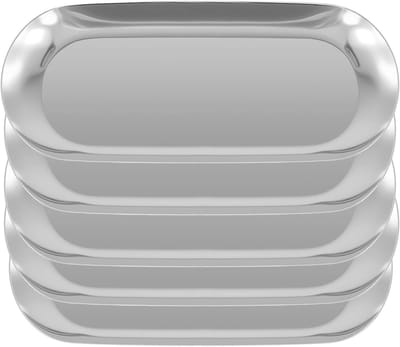 Set van 5 Ovale Rvs Schalen - 23x9cm Spiegel Tray voor Sieraden, Make-up en Organisatie van Kleine Voorwerpen in Badkamer